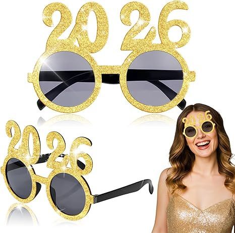 2026 Happy New Year Eyeglasses Glitter Number Eyeglasses Plastic Graduation Glasses Fancy Number ... | Amazon (US)
