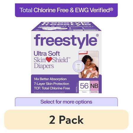 (2 pack) Freestyle Hyper Absorbent Ultra Soft TCF Baby Diapers, Size Newborn, 56 Count (Select for More) | Walmart (US)