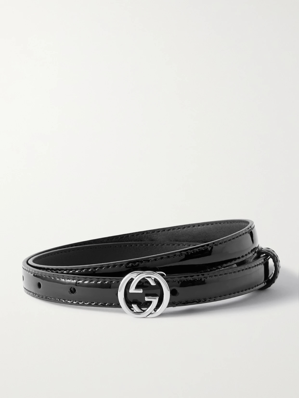 Gucci - Interlocking G Patent-leather Belt - Black | NET-A-PORTER (US)