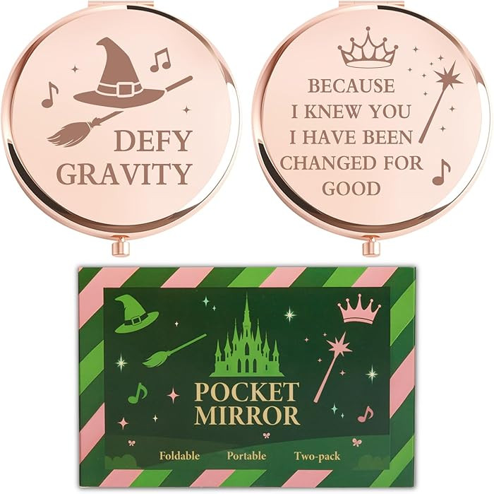 2 Pcs Witch Pocket Mirrors – Witch Compact Makeup Mirror with Hat, Broom & Crown Wand Design, M... | Amazon (US)