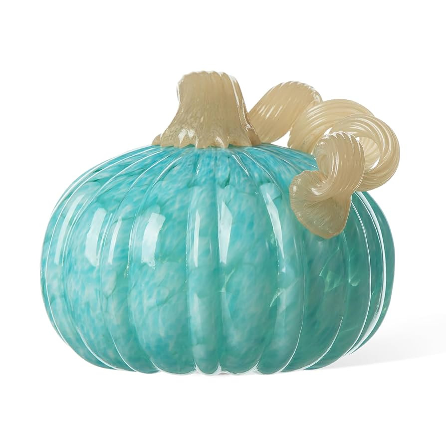 Glitzhome Fall Glass Pumpkin Decor Hand Blown Glass Pumpkin Table Top Home Decor for Fall Harvest... | Amazon (US)