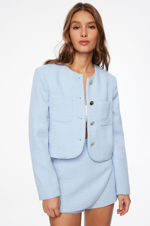 Cropped Tweed Blazer | Dynamite Clothing