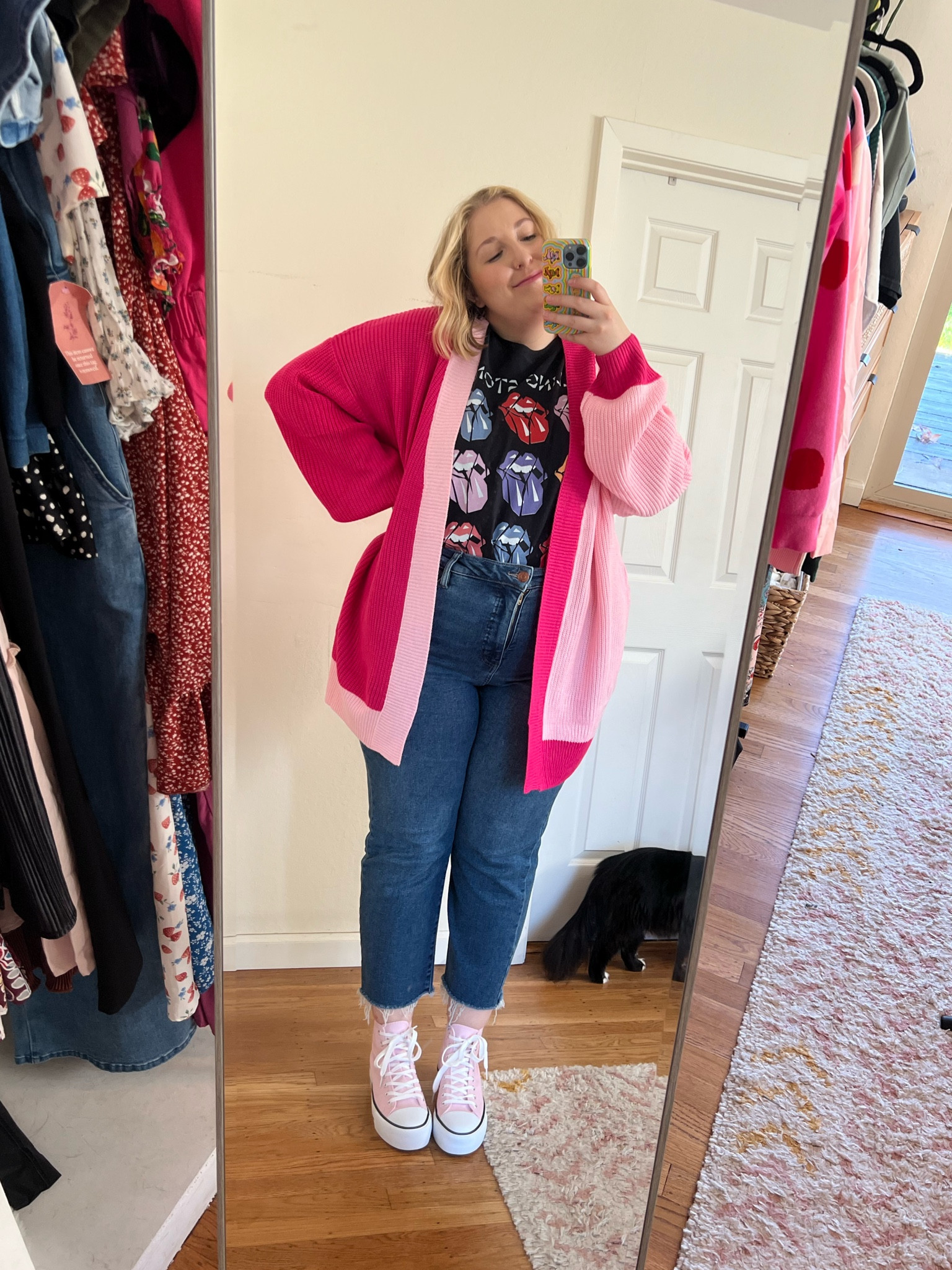 Cute and casual plus size Valentine’s Day outfit💗 
Wearing XL in the cardigan, XXL and the T-shirt and size 17 in the jeans (sadly sold out)

#LTKPlusSize #LTKSeasonal #LTKStyleTip