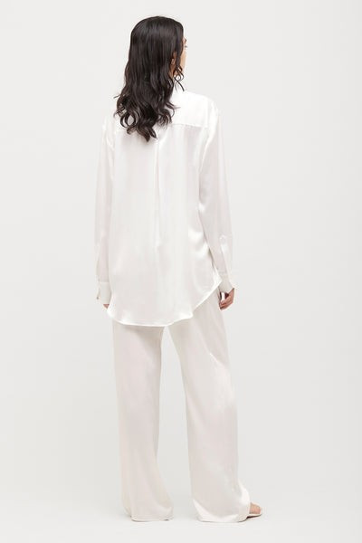 Relaxed Silk Boy Pant - White | Michael lo Sordo