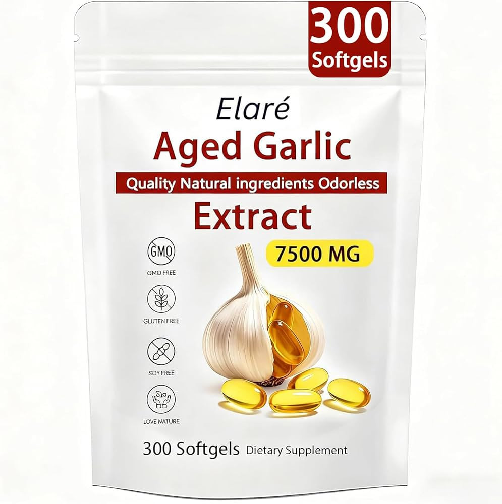Elare Aged Garlic Extract – 300 Count 7500mg Odorless Organic Garlic Supplement for Heart & Imm... | Amazon (US)
