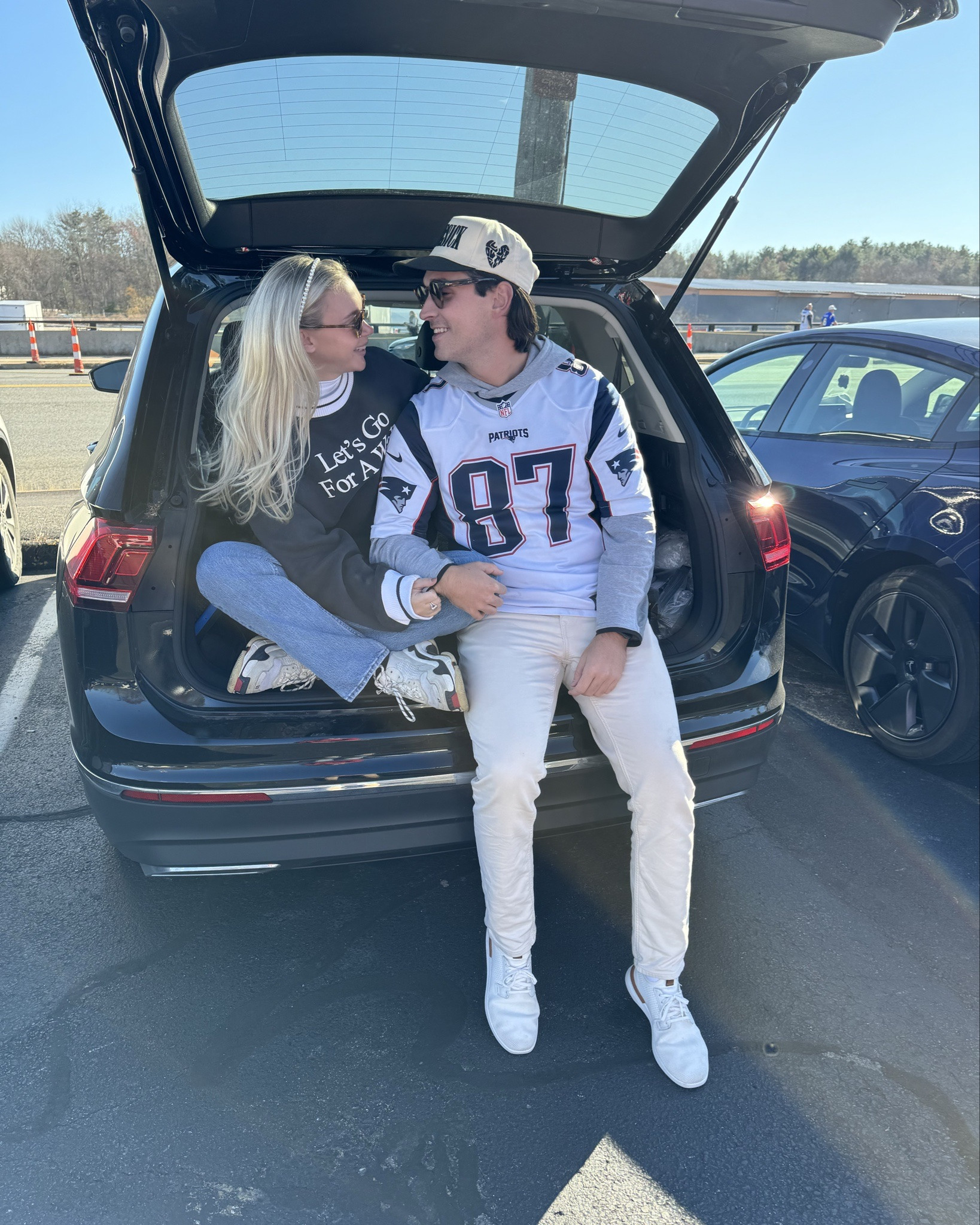 OK, it's officially football season 🏈 🍂 
Wearing my favorite game day fit - the cutest crewneck from Yellow The Label layered over a white turtleneck - perfect for those chilly New England game days. Linking my husband's fit too because... I mean, look at him 😭💕
Patriots jersey, Lulu
hoodie, khakis, and Wolf & Shepherd shoes & my go-to Balenciagas made the lineup too 🫡💌✨

#LTKShoeCrush #LTKMens #LTKStyleTip