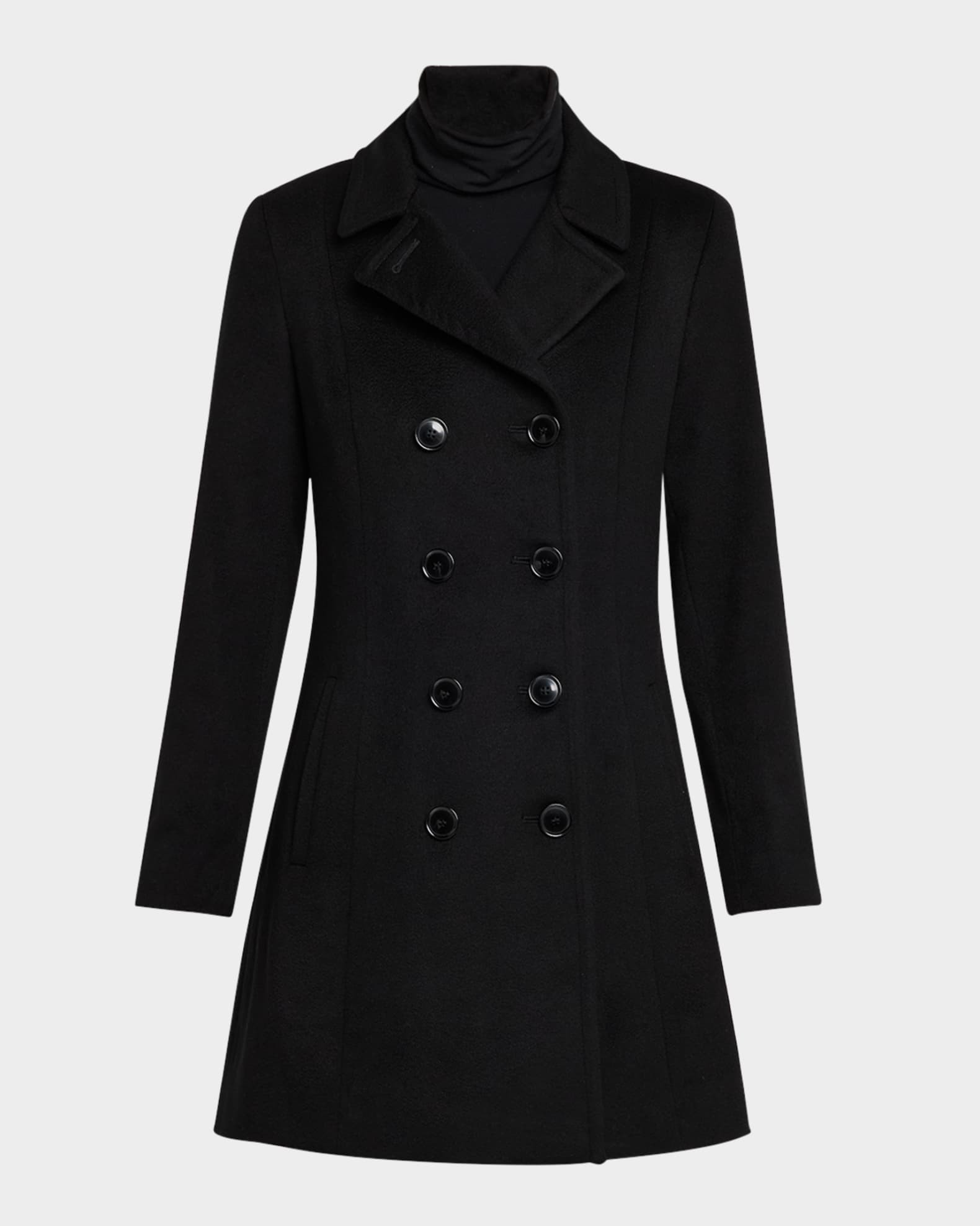 Sofia Cashmere Double-Breasted Cashmere Peacoat | Neiman Marcus