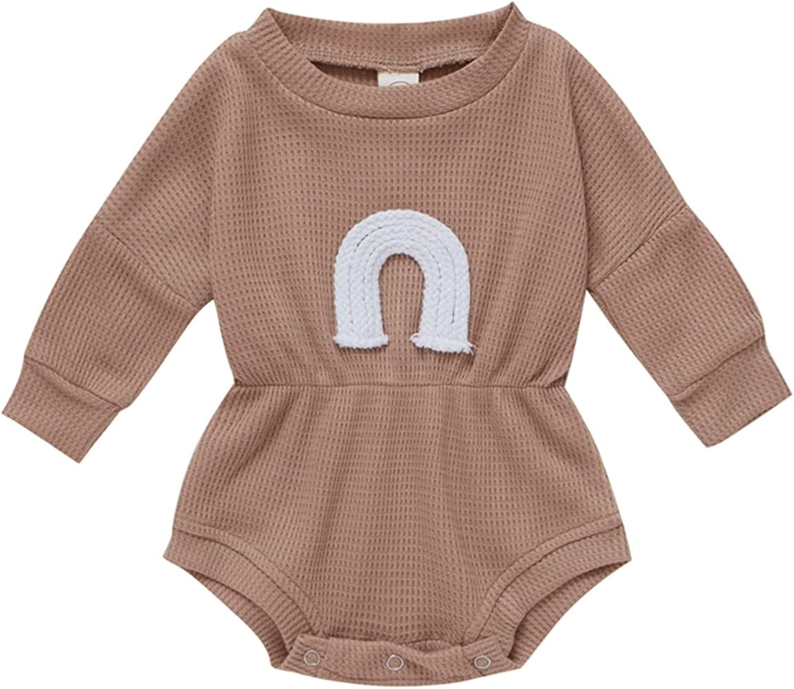Newborn Baby Girl Boy Rainbow Romper Bodysuit Long Sleeve Sleeveless Spring Fall Jumpsuit Infant Clo | Amazon (US)