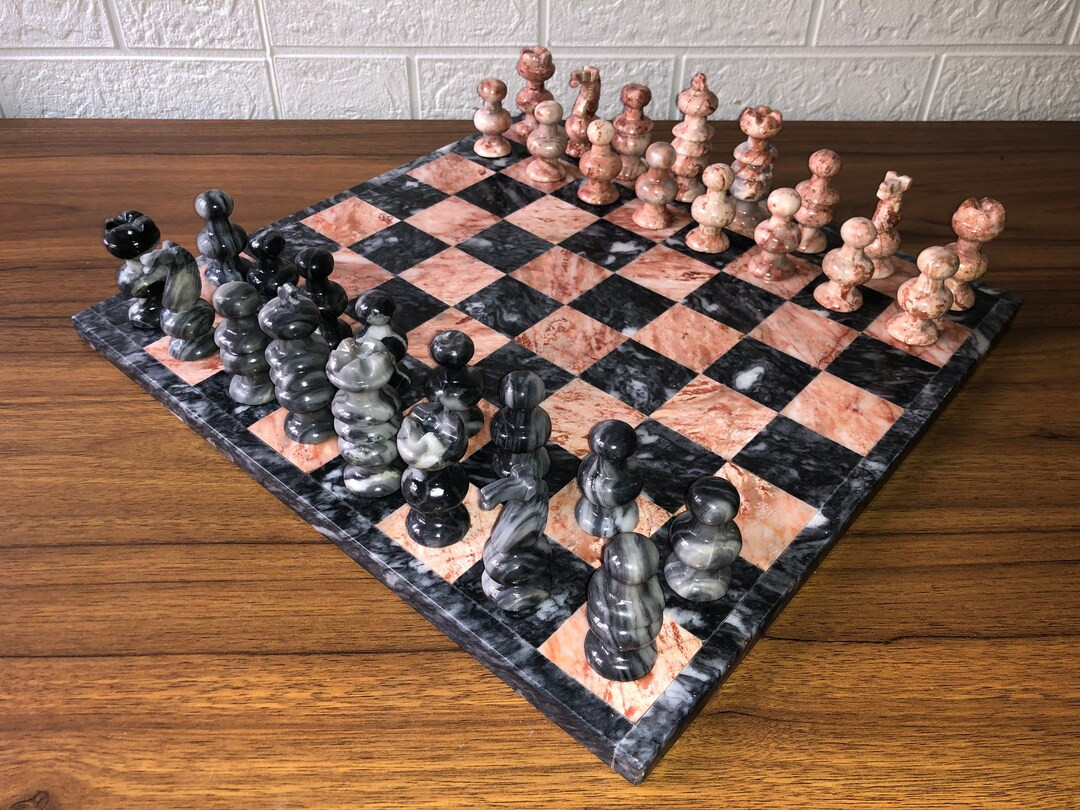 LARGE Chess Set 13.77 X 13.77 Marble Chess Set in Gray and - Etsy | Etsy (US)