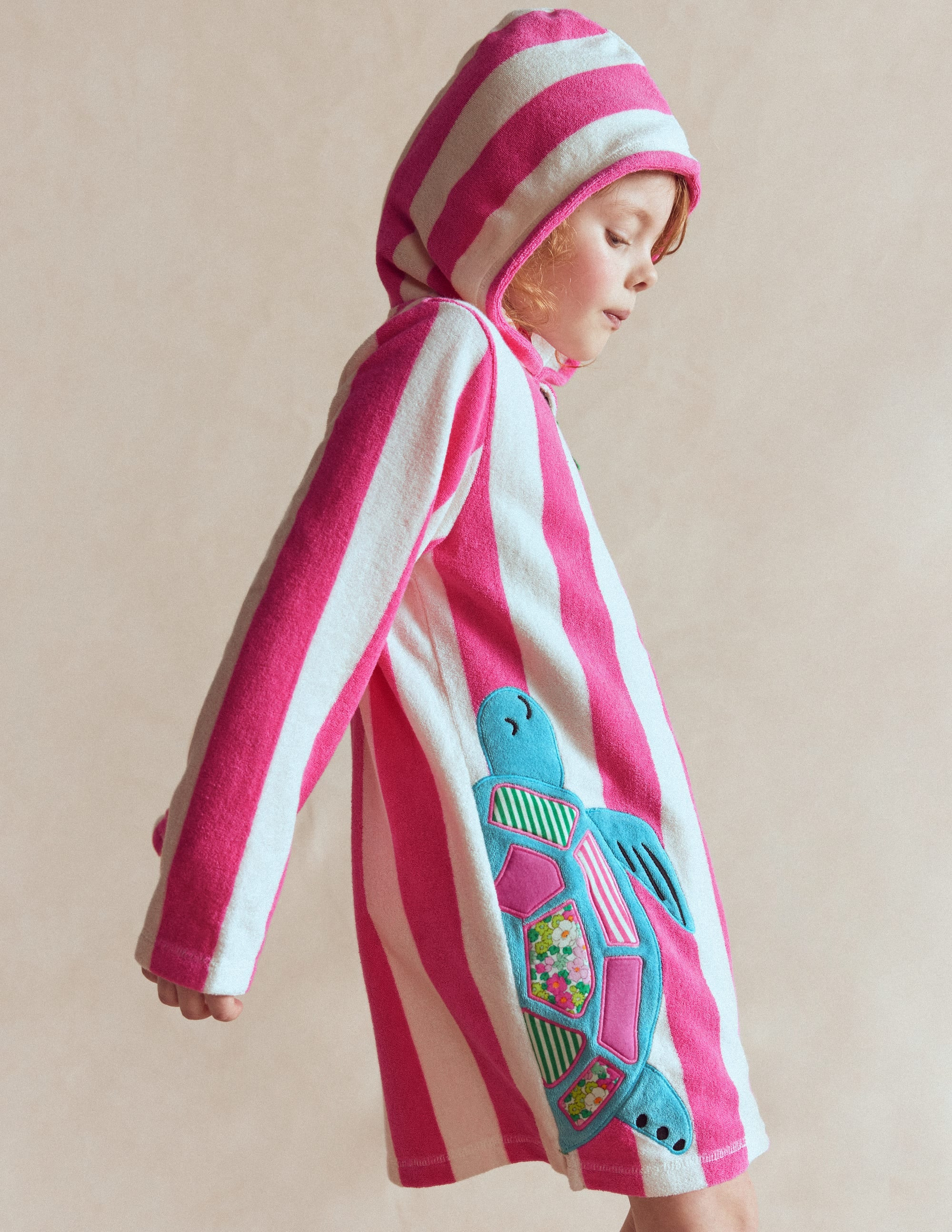 Fun Romie Towelling Zip-up-Sorbet Pink Turtles | Boden UK