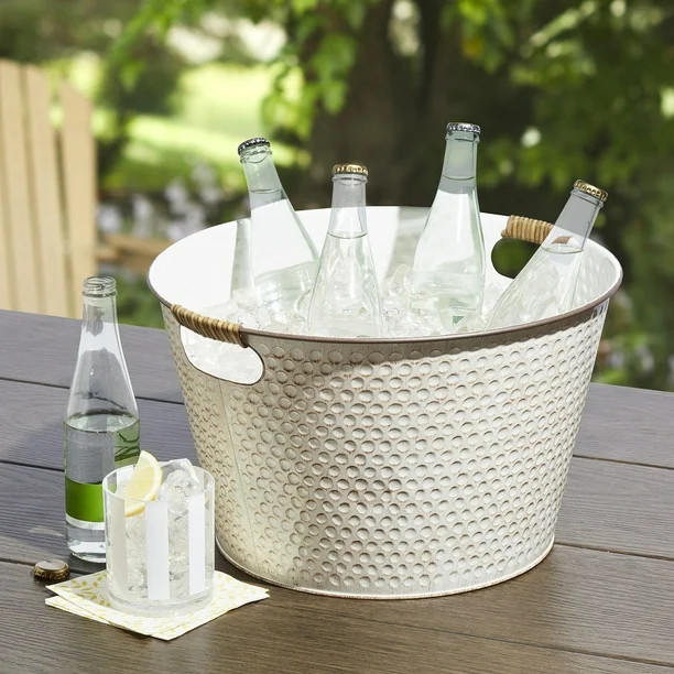 Better Homes & Gardens Farmhouse-Style White Galvanized Round Tub, Medium Size | Walmart (US)