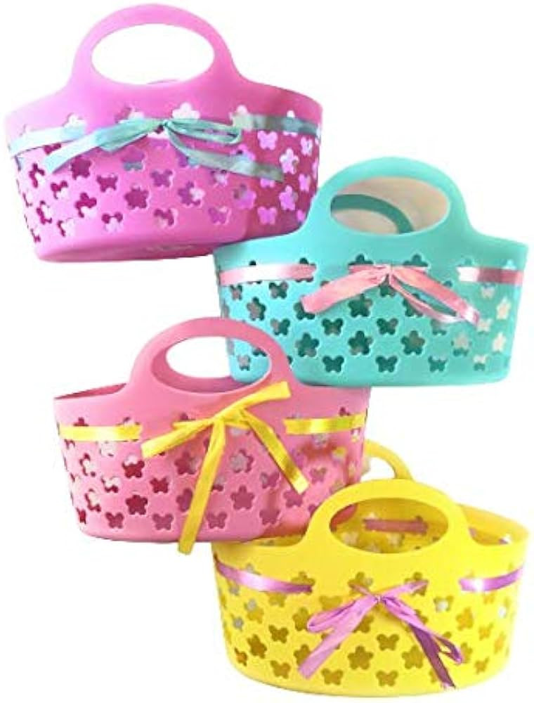 Greenbrier Plastic Easter Egg Basket with Handle, Easter Basket for Egg Hunt – Pink, Purple, Bl... | Amazon (US)