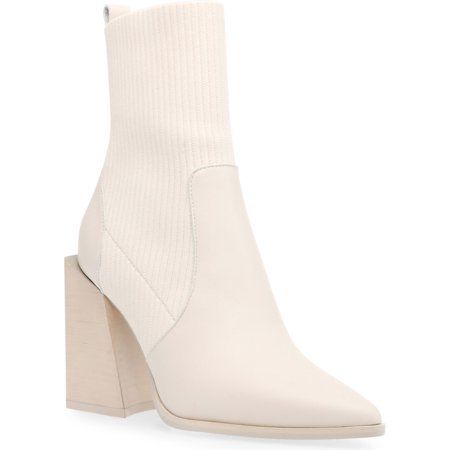 Steve Madden Tackle Bone White Pointed Toe Stretch Gore Bootie Fitted Ankle Boot (10) | Walmart (US)