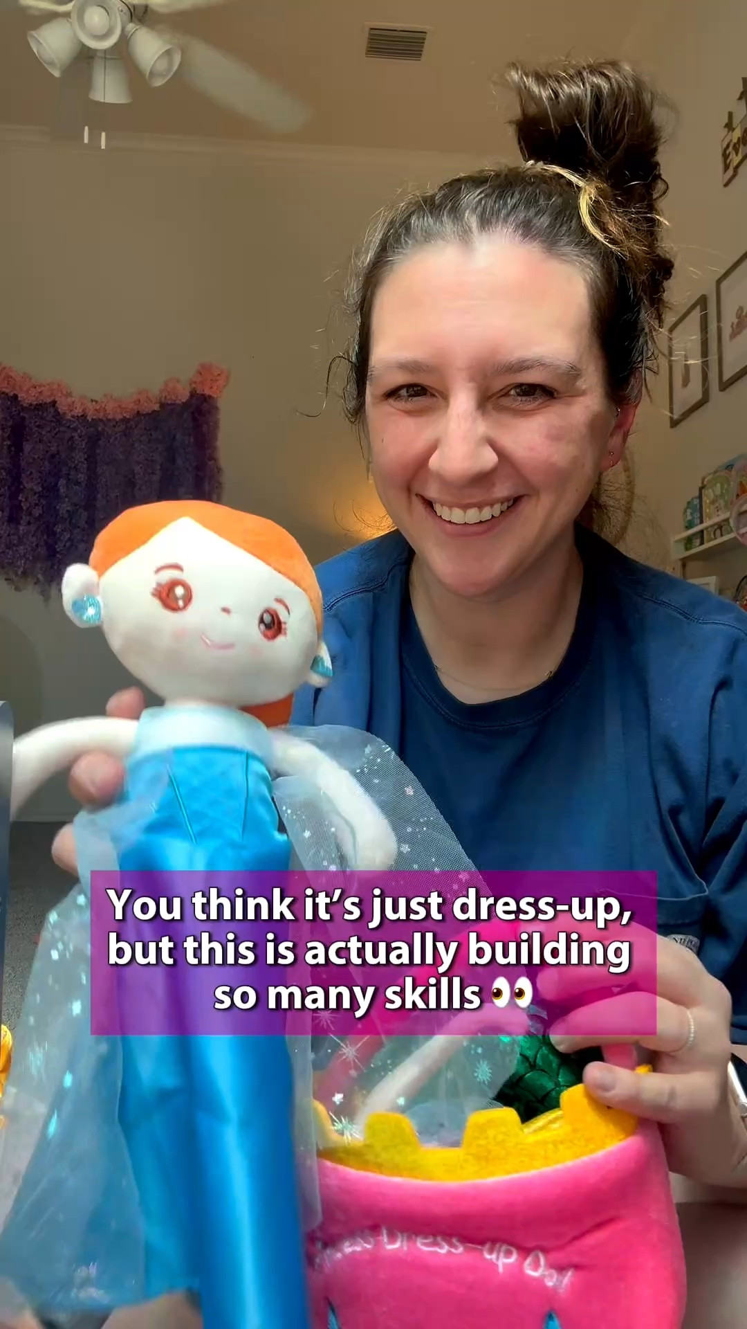Dress-up dolls… but make it developmental 💕

This isn’t just pretend play—when toddlers change outfits, they’re working on fine motor skills, bilateral coordination, problem solving, and imagination ✨

Things like pulling clothes on/off, lining things up, and figuring out how pieces fit all matter more than you’d think 👀

Development is a range, but simple toys like this can go a long way when it comes to building real skills through play 🧠



#LTKmomlife #LTKKids