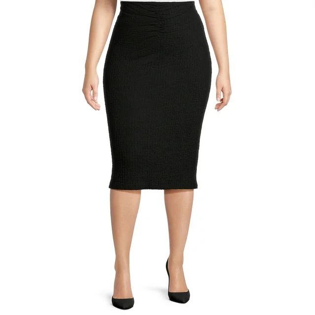 Madden NYC Juniors Plus Size Textured Midi Skirt - Walmart.com | Walmart (US)