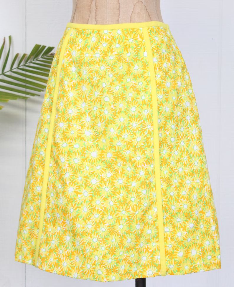 Vintage Lilly Pulitzer Yellow Orange Daisy Flower Skirt the Lilly 1960s 1970s Cotton Screenprint ... | Etsy (US)