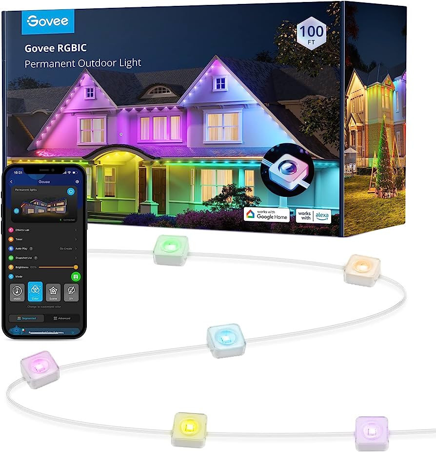 Govee Permanent Outdoor Lights, Smart RGBIC Outdoor Lights with 73 Scene Modes, 100ft with 72 LED... | Amazon (US)