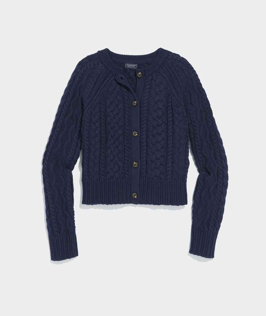 Cotton Cable Crewneck Cardigan | vineyard vines
