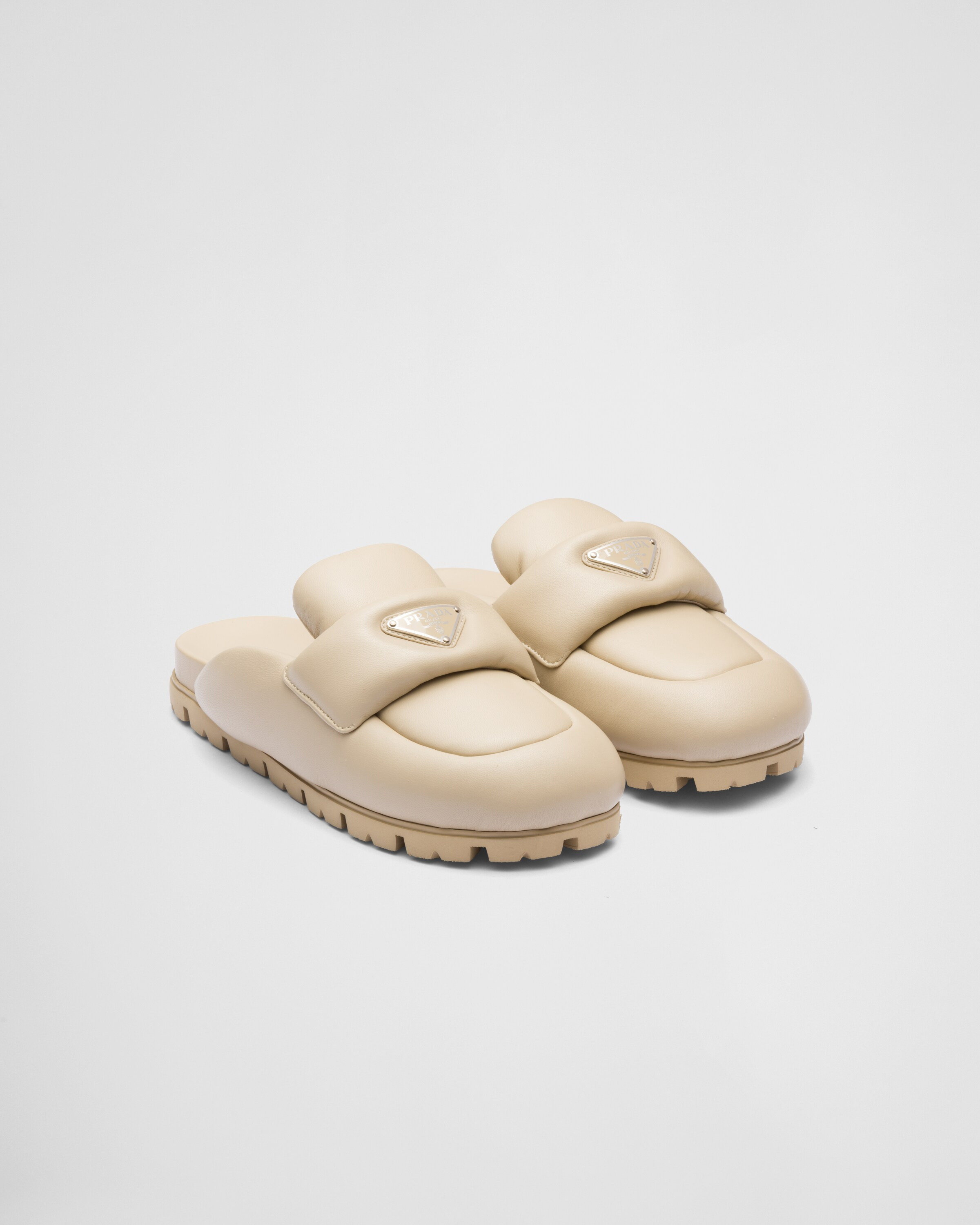 Soft padded nappa leather sabots | Prada Spa US