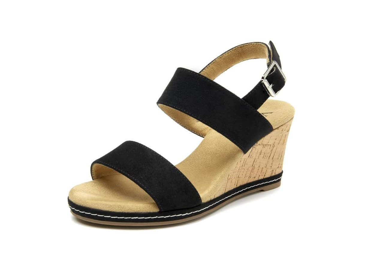 VJH confort Women's Wedge Sandals Buckle Straps Cork Platform Comfort Slingback Dress Open Toe Sa... | Amazon (US)