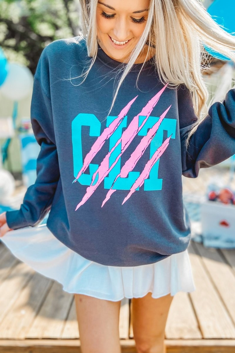 CLT Cat Scratch 80's Crew Sweatshirt | Girl Tribe Co.