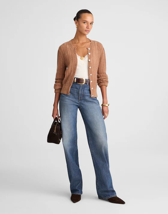 Pointelle-Stitch Cardigan in Alpaca Blend | Madewell | Madewell