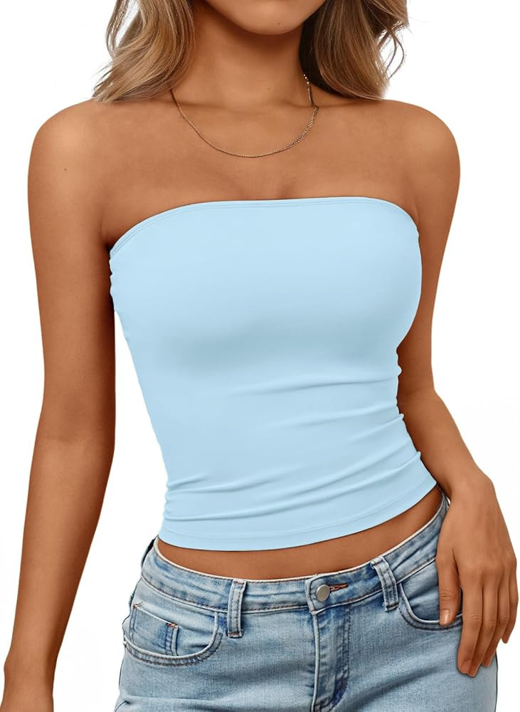Trendy Queen Women's Strapless Bandeau Crop Top | Amazon (US)