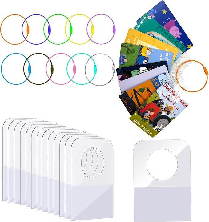 Card Holder for Yoto Cards Rings and Tabs 200 PCS Self Adhesive Tabs with 10 Loops Kids Travel Ca... | Amazon (US)