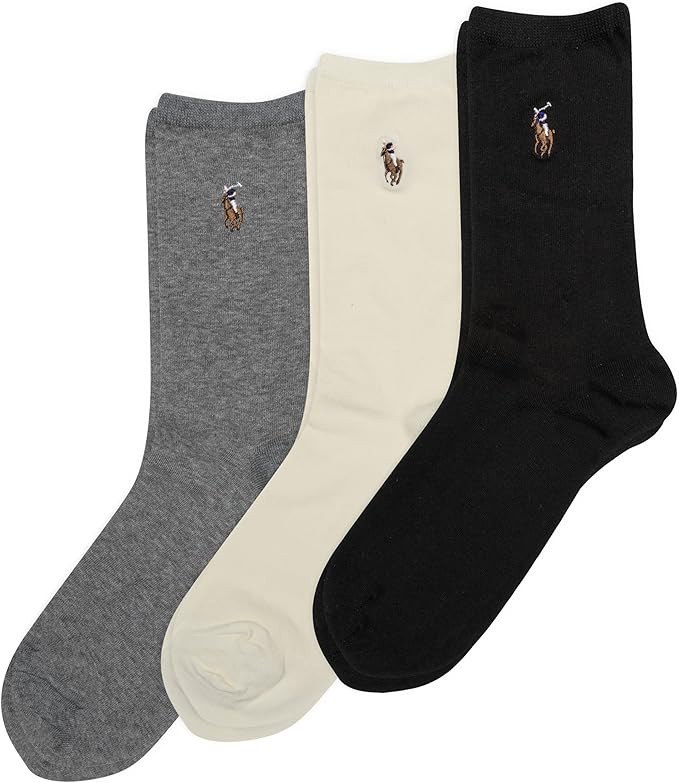 Polo Ralph Lauren Women's Classic Embroidered Pony Crew Socks (3-Pair) | Amazon (US)
