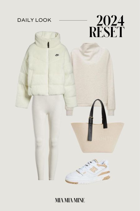 New year’s reset / casual outfit ideas / gym outfits / running errands outfit
Nike white puffer jacket
Varley sweatshirt 
Sweat Betty leggings
New balance 550 sneakers
AllSaints tote bag 

#LTKfindsunder100 #LTKfitness #LTKSeasonal