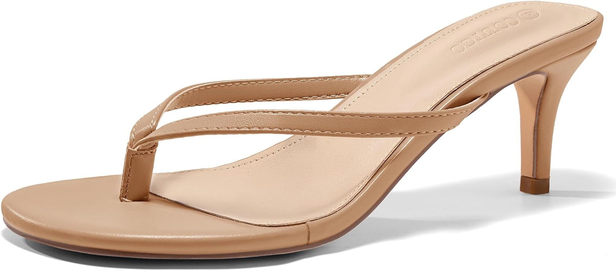 Coutgo Women's Kitten Heels Flip Flops Thong Heeled Sandals Round Open Toe Comfortable Summer Bea... | Amazon (US)