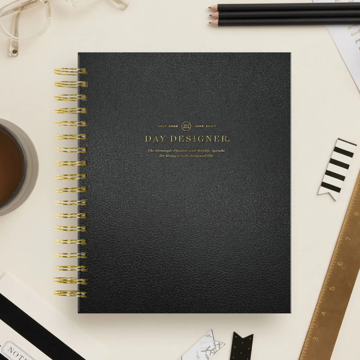 2026-27 Weekly Planner: Classic Black Pebble Texture | Day Designer