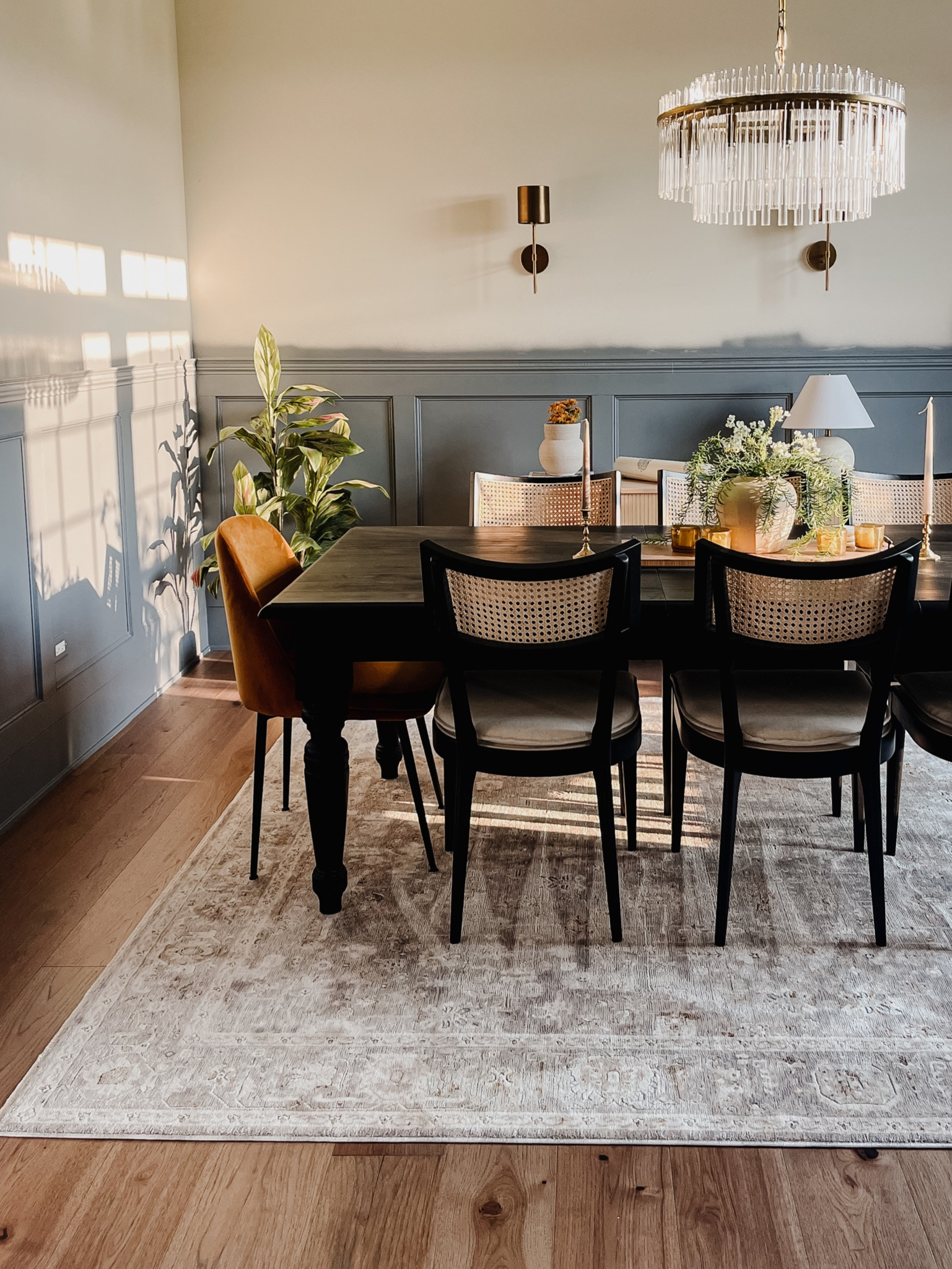 Dining room (in progress) - chairs, table, chandelier, rug

#LTKhome