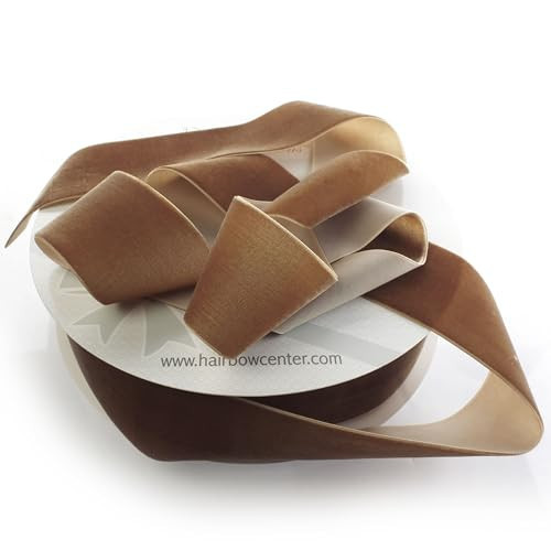 2" Velvet Ribbon Single Sided Soft Plush Luxury Craft Trim for Hair Bows Sewing Gift Wrapping Decorations Floral Arrangements and DIY Projects (Camel Brown, 25 Yards) | Amazon (US)