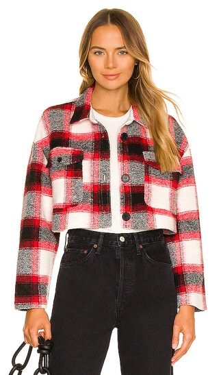 Roxy Cropped Shacket in Red Plaid | Revolve Clothing (Global)