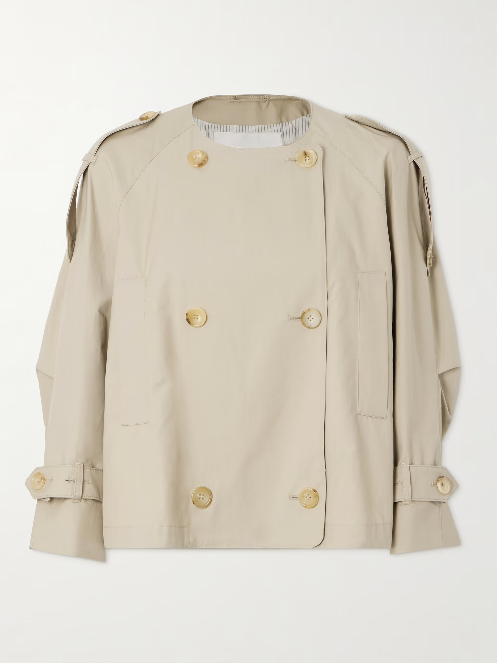 Jim double-breasted cropped cotton-blend gabardine trench coat | NET-A-PORTER APAC