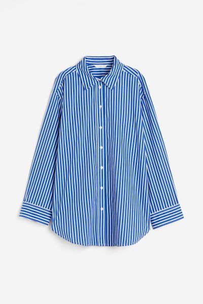 Katoenen overhemdblouse - Donkerblauw/gestreept - DAMES | H&M NL | H&M (DE, AT, CH, NL, FI)
