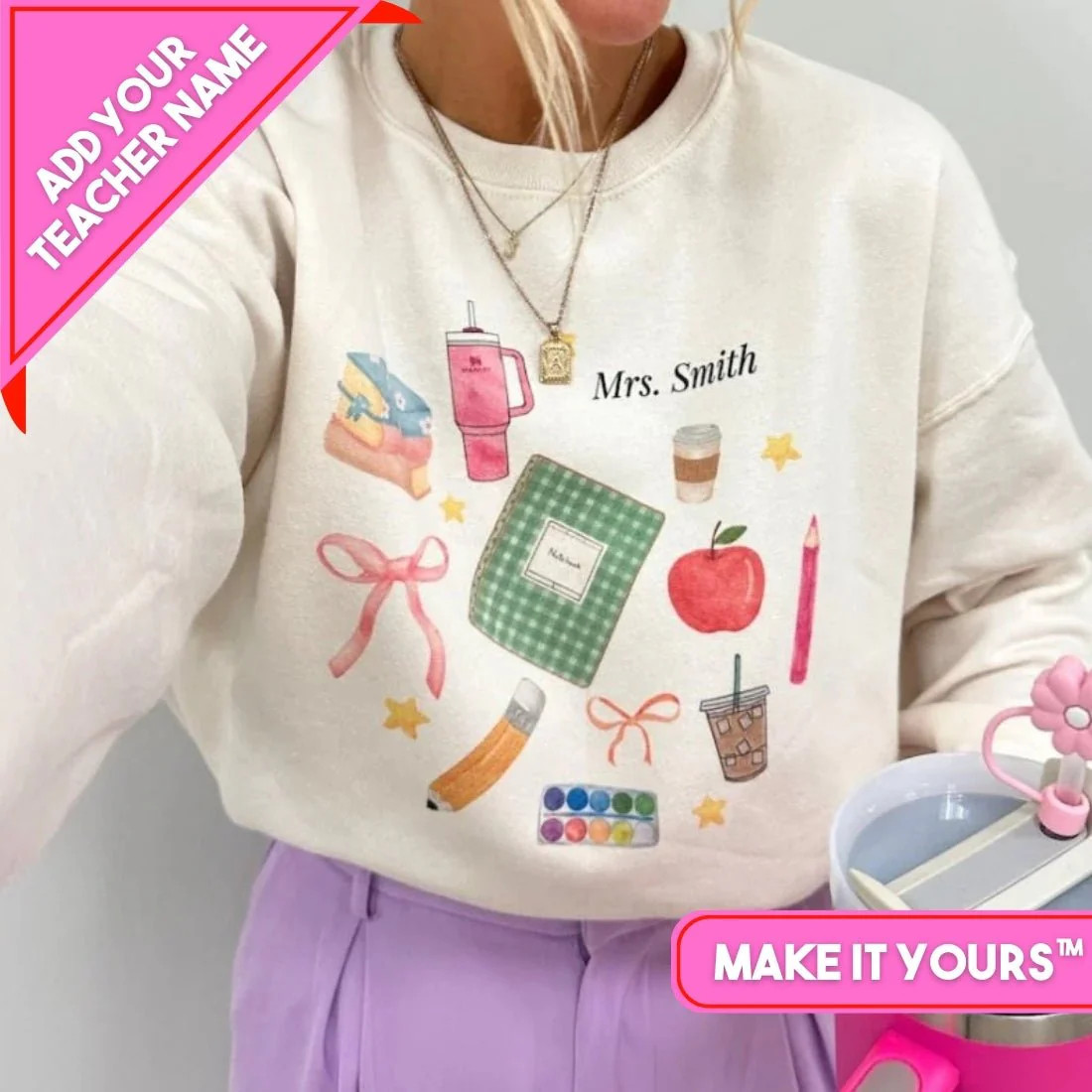 Make It Yours™ 'Teacher Classroom Essentials' Crewneck Sweatshirt | United Monograms