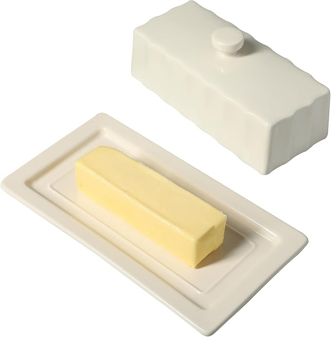 Martha Stewart Broadbrook Stoneware Butter Dish with Lid, Rectangular Covered Butter Keeper, 8.1 ... | Amazon (US)