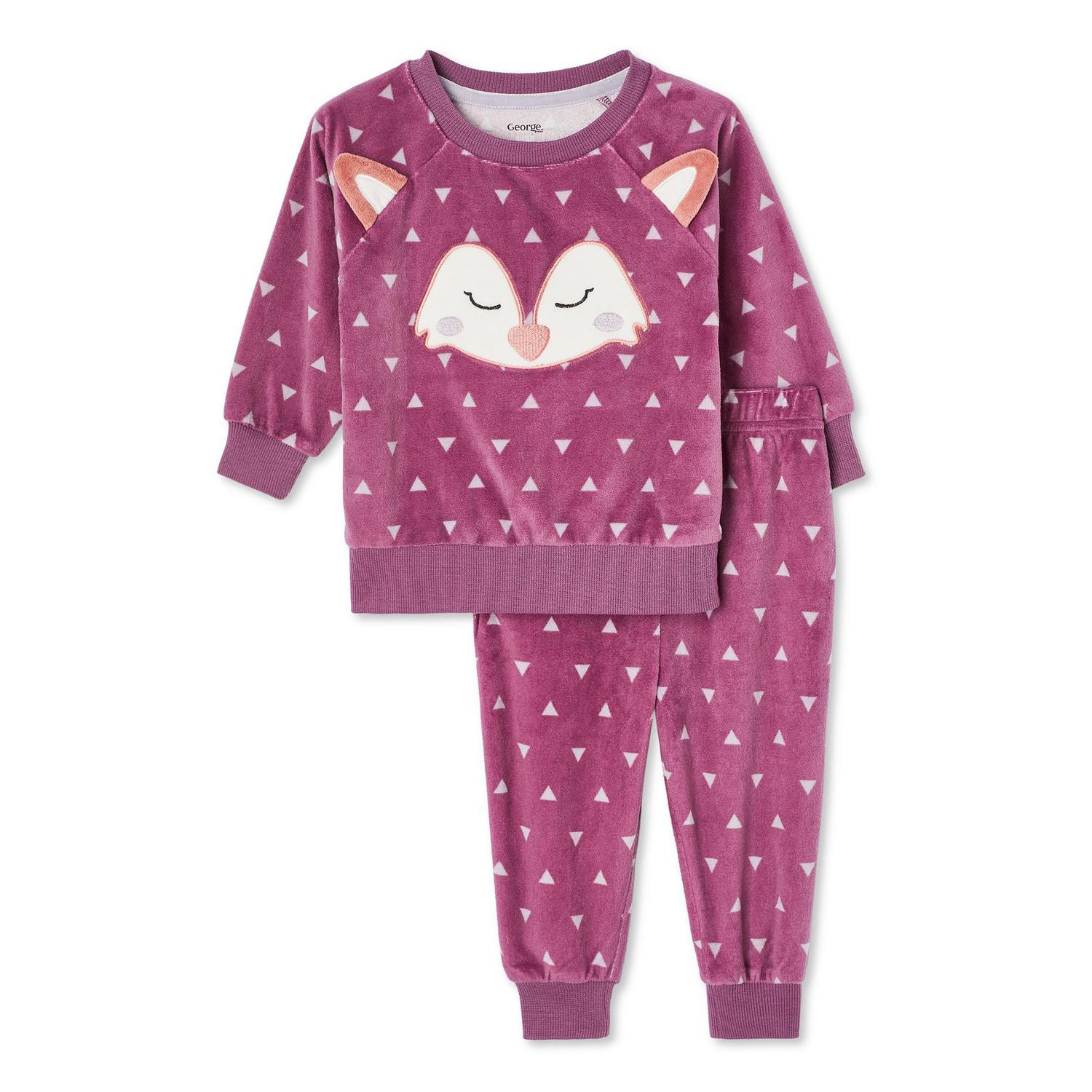 George Baby Girls' Fleece Pajama 2-Piece Set, Sizes 0-24 months - Walmart.ca | Walmart (CA)
