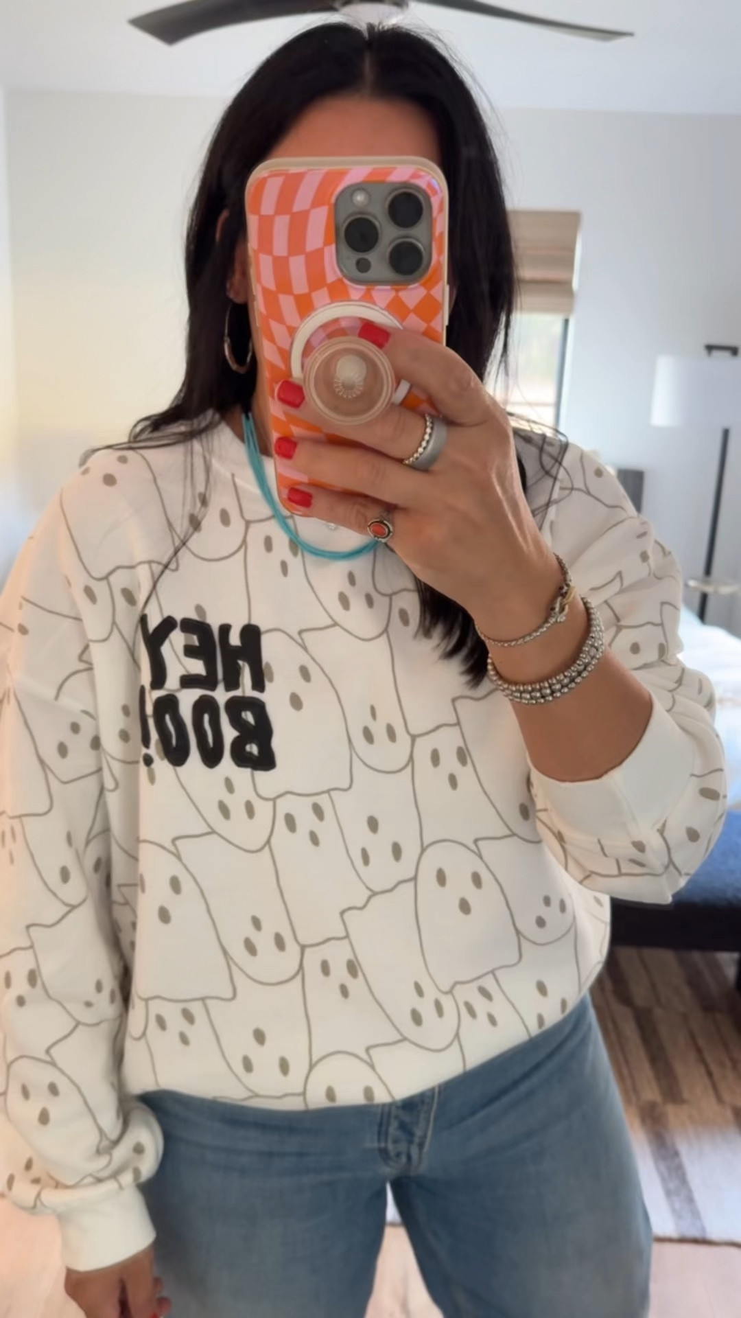 Wearing a size large in this cute sweatshirt (I’m a size 10). It’s less than $12!! Jeans size 29 (I’m a size 10)  

#LTKHalloween #LTKOver40 #LTKMidsize