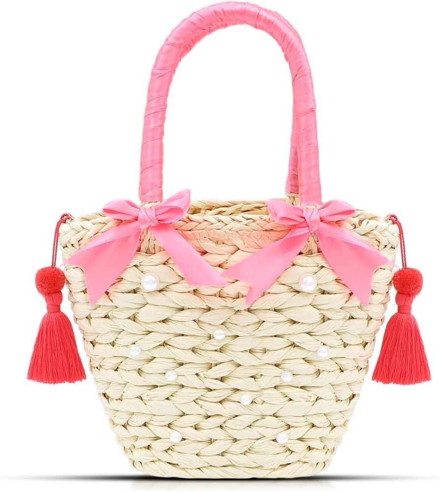 Tote Bag, Straw Bag, Pink Straw Beach Bag, Bohemian Handmade Woven Bag, Crossbody Bags for Women ... | Amazon (US)