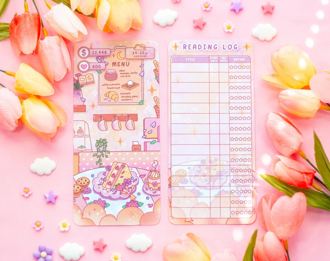 Cafe Quest Reading Log Bookmark - Etsy | Etsy (US)