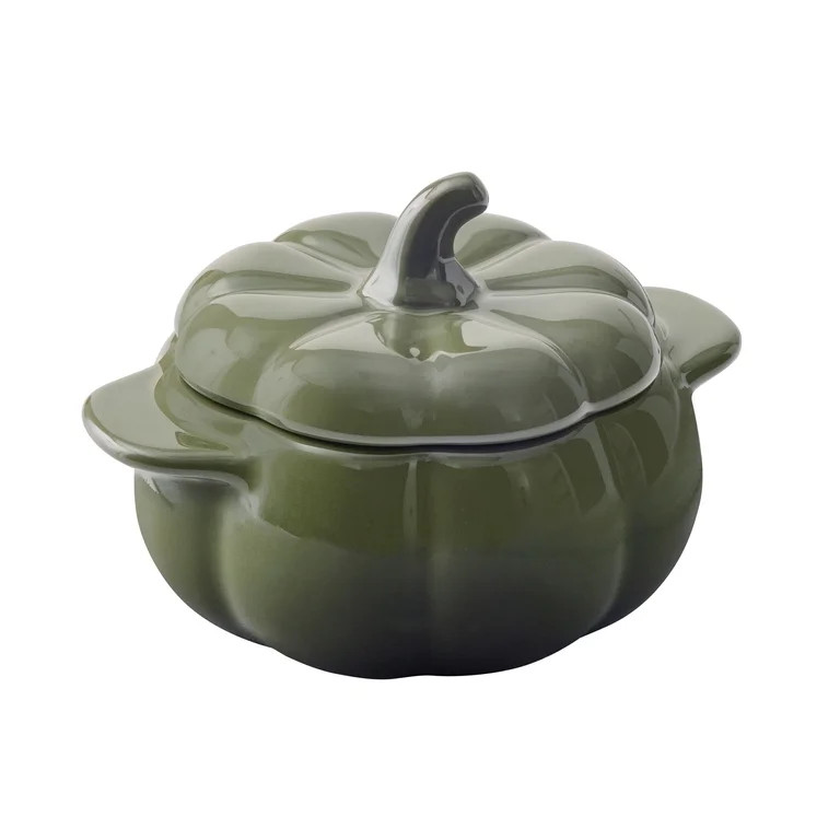 Better Homes & Gardens 8 oz Green Figural Pumpkin Stoneware Cocotte with Lid | Walmart (US)