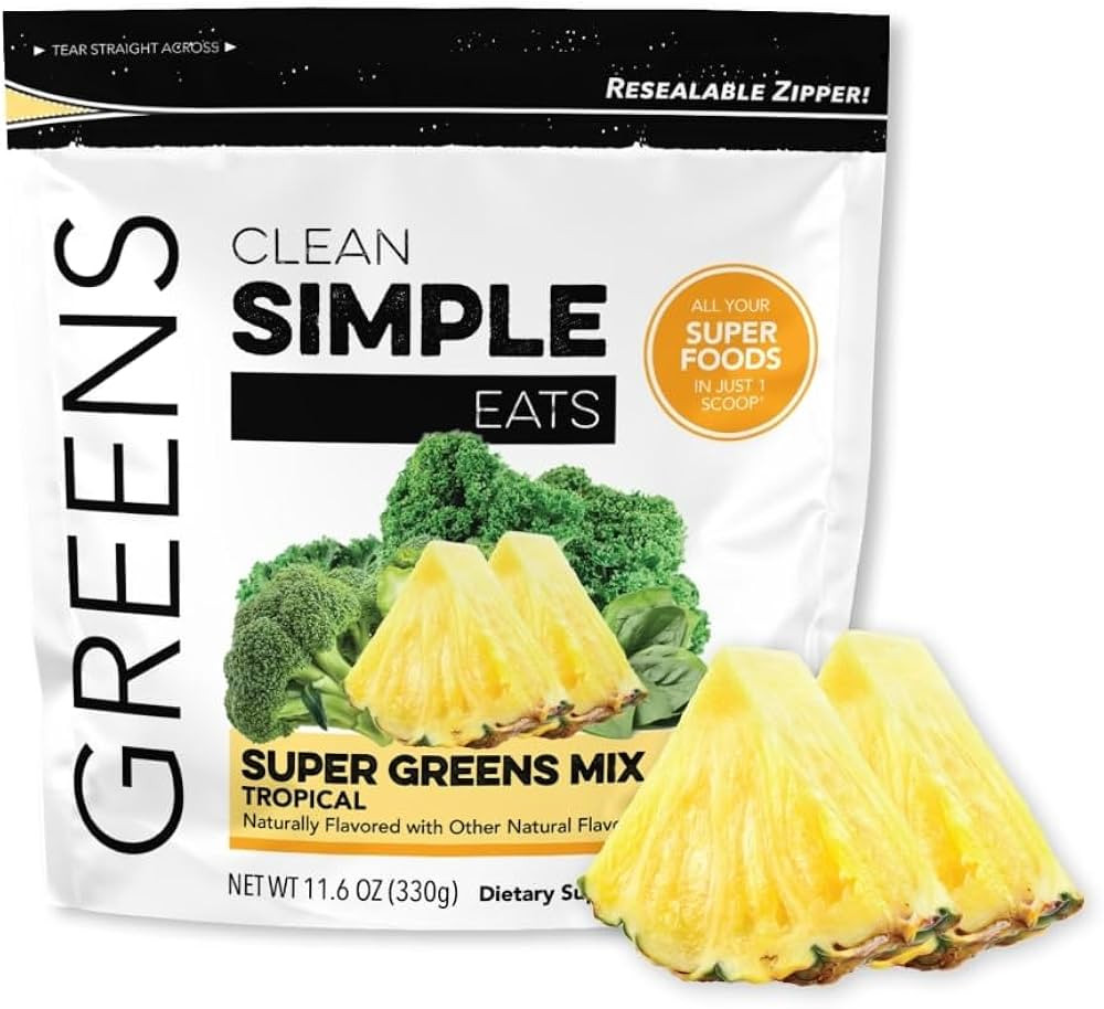 Clean Simple Eats Tropical Greens Powder Mix, Greens Superfood Powder Smoothie & Juice Mix, Glute... | Amazon (US)