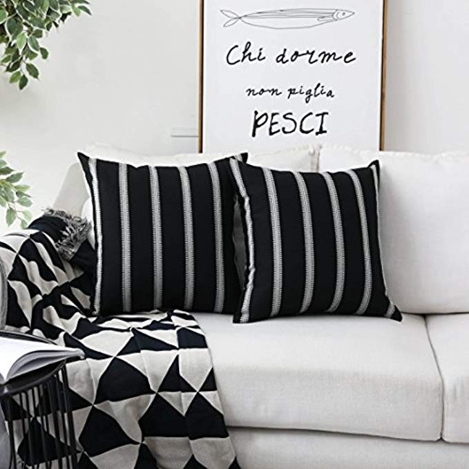 HOME BRILLIANT Decorative Country Throw Pillow Covers Modern Farmhouse Stripe Cushion Covers for Bed | Amazon (US)