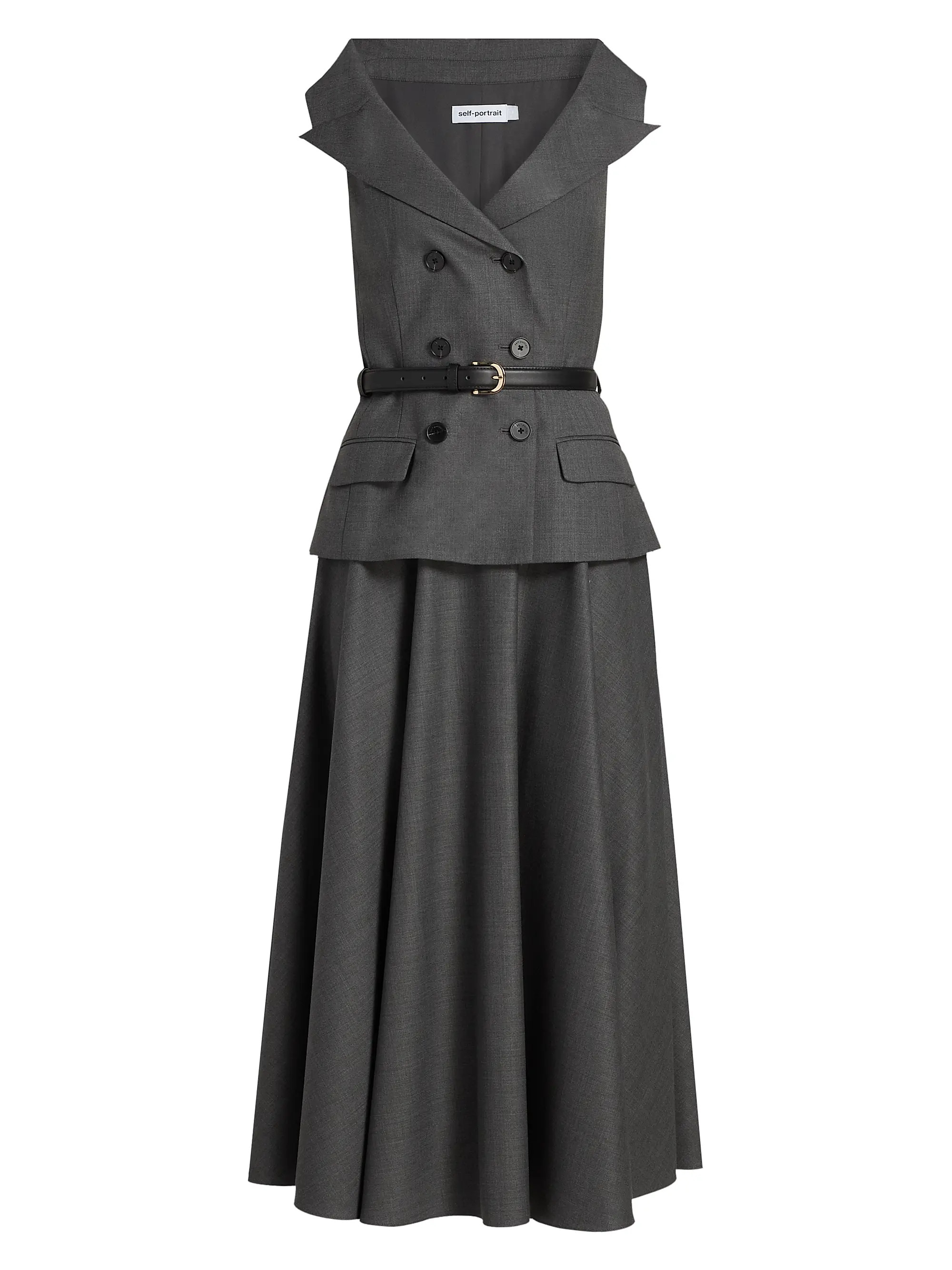 Belted Tailored Wool-Blend Midi-Dress | Saks Fifth Avenue