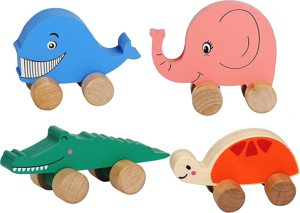 TOWO Wooden Cars for Toddlers - Animals on Wheels - Vehicles Sensory Grasping Motor Skill Toy –... | Amazon (US)