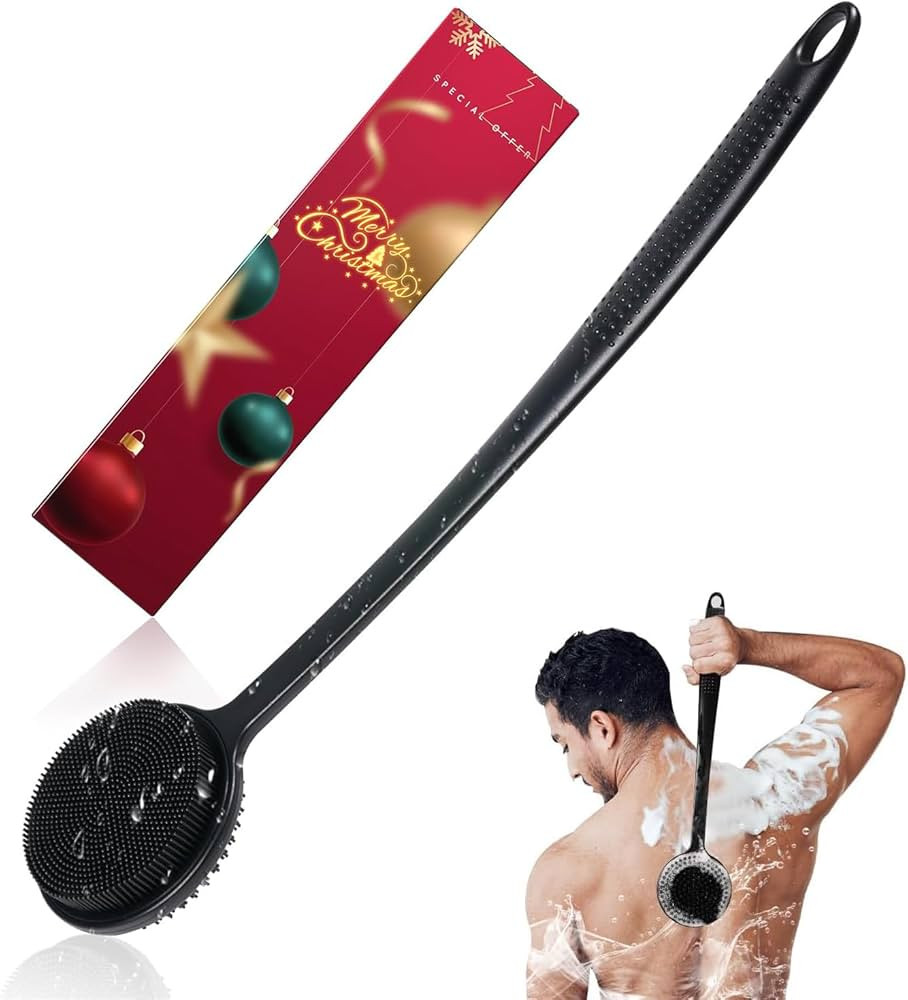 Silicone Back Scrubber for Shower, 17in Lengthen Long Handle Body Brush, Double Sided Shower Brus... | Amazon (US)