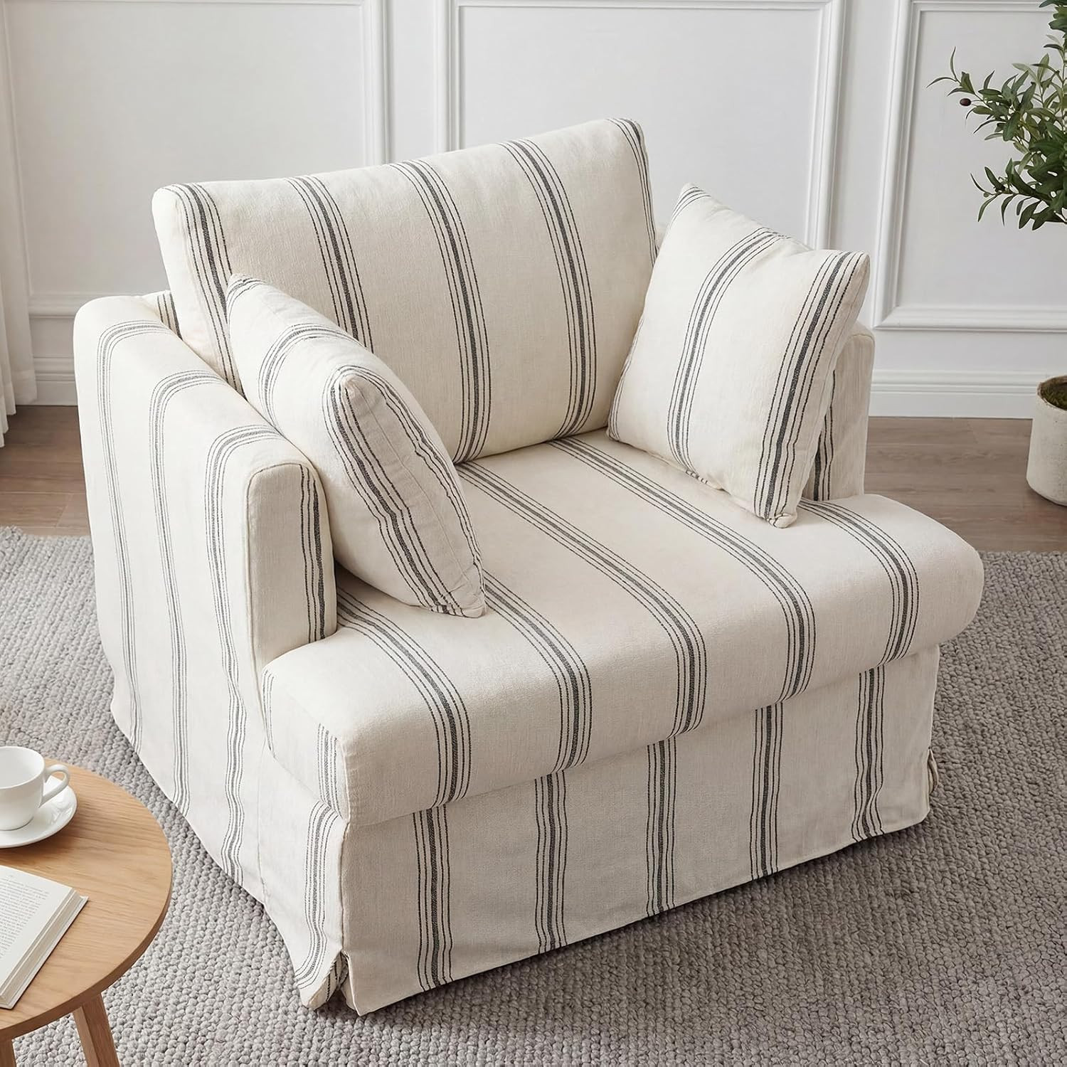 Coastal Removable Accent Chair for Living Room, 40", Chenille, Stripe | Amazon (US)